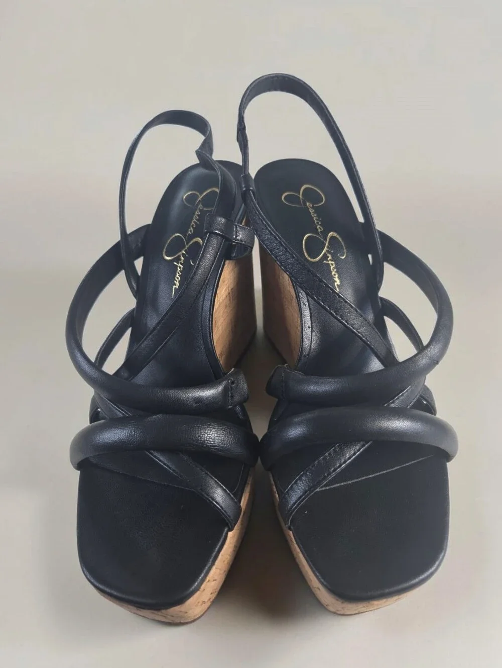 Jessica Simpson Black Crisscross Strap Platform Sandals Size 9